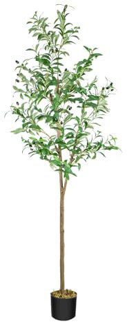 Youyijia Künstlicher Olivenbaum 180cm Realistisch Pflanzen mit Echtwirkendem Stamm & Blättern, Immergrüne Kunstpflanze, Zimmerpflanze für Wohnzimmer Büro Deko Garten Hochzeit