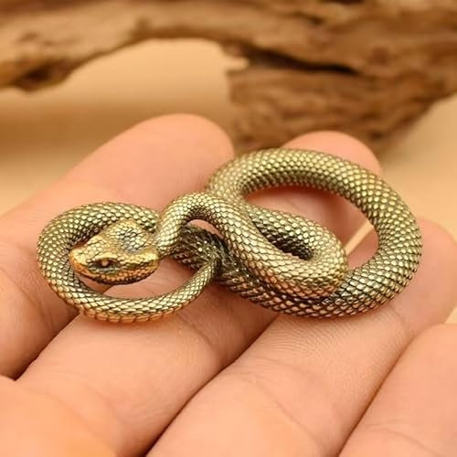 DPWOUM Schwere Schlangenfigur aus Bronze, Dekoration, hohe Simulation, Fantasie, Messing, Vintage-Stil, Schlangenstatue für Büro, Schlangenskulptur für Schreibtisch, Tierfigur, Sammlerstück,