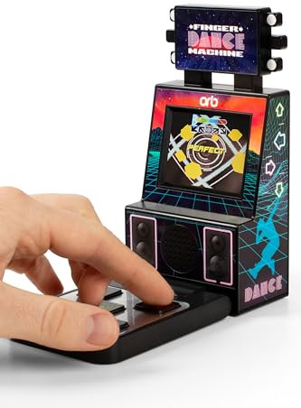 Orb - Mini Finger Dance Arcade Machine, 19 Zoll gebaute Lieder, 4 Schwierigkeitsstufen, 8-Bit Retro Arcade Spiele, 2,5 Zoll Vollfarbbildschirm, 5-Wege-Touchpad-Controller, Lautstärkeregler, Geschenk
