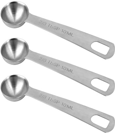 3pcs Measuring Spoon, Stainless Steel Teaspoons 2 TSP | 2/3 Tbsp | 10 ML | 10 CC | 1/3 oz Metal Teaspoon Tablespoon Measuring Scoop Short Handle for Kitchen Cooking & Baking Tea Soup Ingredients