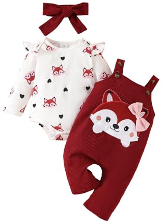 UUAISSO Vestiti per Neonate Top Floreali Tuta Orso Salopette Regolabile Tuta Set di Abiti
