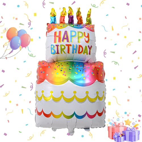 Happy Birthday Balloons Suitable for Party of All Ages,Standing Cake Shape Balloon (Style 1)
