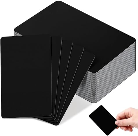 AWAOVV 50 Stück Schwarze Visitenkarten Aus Metall, 0,8 mm, Lasergravur, Aluminiumkarten für Haus und Büro