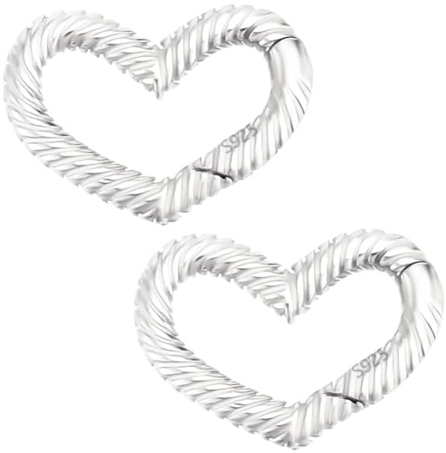 Beebeecraft 2 Stück 925 Spring Gate Ringe Aus Sterlingsilber 12x16mm Klein Gedreht Liebesherz Federringe Verbindungsstück Mit Poliertuch Und Aufbewahrungsbox Für Die Schmuckherstellung Halsketten