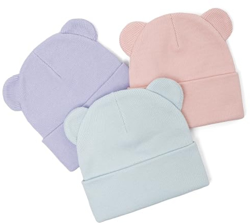 LACOFIA Cappello Maglia Neonato con Orecchie Orso Set di Berretto Invernale Morbido e Caldo per Bambino 0-36 Mesi