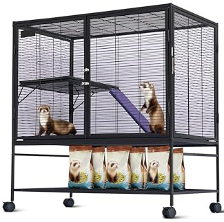 Garvee Metal Small Animal Cage,39 ''L Multi-Level Ferret Cage for Small Animals - Large Hamster Cage with Removable Ramp, Removable Tray for Chinchilla, Rabbit, Guinea Pigs, Hedgehog, Gerbil