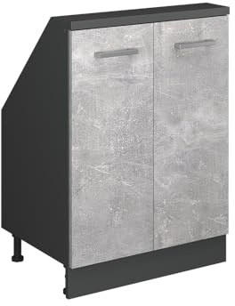 Vicco Mobile cucina sottotetto R-Line, Calcestruzzo/antracite, 60 cm con 2 porte