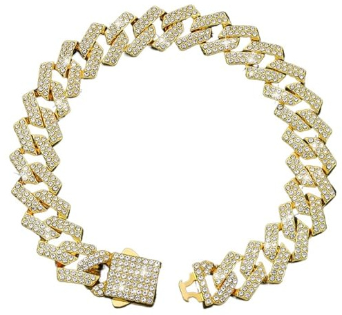 15 mm lange Kette für Hunde und Katzen, Schmuck, Diamant-Metallkette (Gold, XXL)