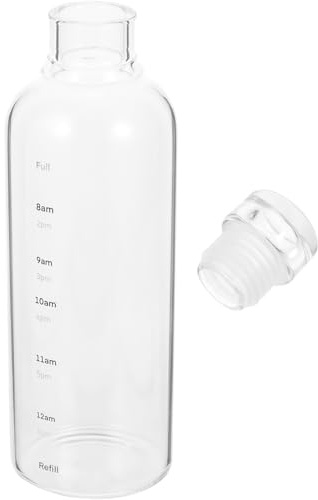 HONITANO Botella de Agua Deportiva Transparente de Gran Capacidad 750 Ml Vaso para Beber de Vidrio Borosilicato Resistente al Calor con Escala de Adecuado para Gimnasio Fitness y Viaje