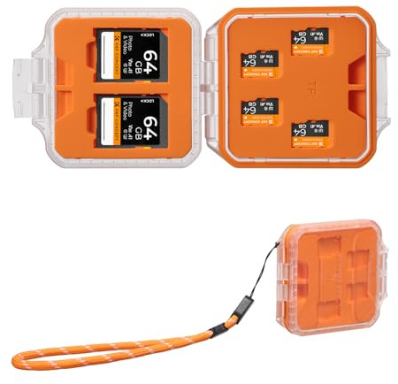 K&F CONCEPT Speicherkartenetui, Silikoneinsatz, 12 Fächer | 8 Micro-SD TF, 2 SD, 2 CFA, wendbar, DIY Aufbewahrung, wasserfest, stoßfest, PM06