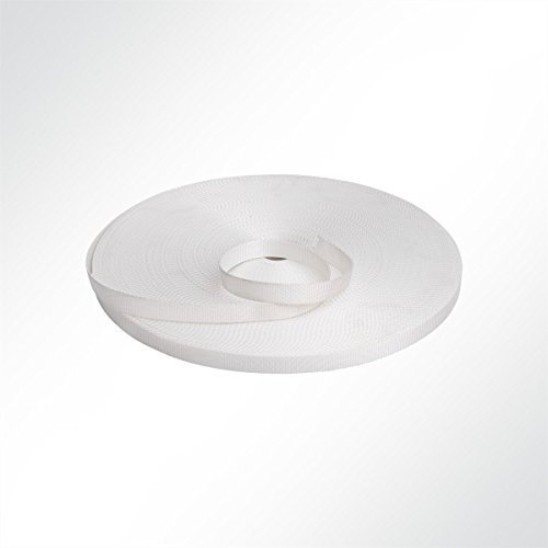 LYSEL Gurtband Polyester (PES), 20 mm breit, 1 mm stark, 700 Kg, weiß, (L) 8m