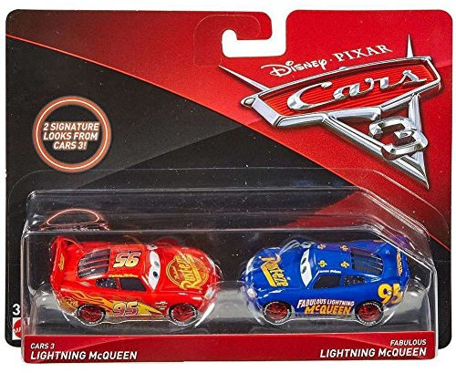 Disney Pixar Cars Mattel FHC90 3 Lightning McQueen, Fahrzeug, 2er-Pack