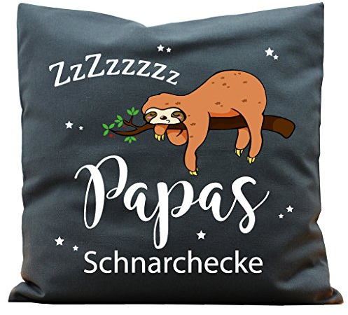 Wandtattoo-Loft Kissen Bedruckt Papas Schnarchecke Faultiers Baumwolle 40 x 40 cm / 16 Stoff dunkelgrau