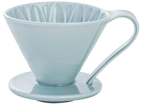 Pour Over Coffee Dripper by Sanyo Sangyo: Porcelain Ceramic 1-to-4 Cup Brewer In 5 Beautiful COLORS | Unique Drip Coffee Maker For Fresh Filter Coffee–Elegant Smart Design: Better Brewing (Blue)