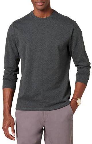 Amazon Essentials Men's Slim-Fit Long-Sleeve T-Shirt, Charcoal Heather, L
