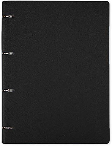 Notizbuch mit Ringbindung, A4, Organiser für Führungskräfte, nachfüllbarer Planer, runde Ringe, Leder-Einband, Notizbuch (evtl. nicht in deutscher Sprache) Schwarz