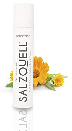 SALZQUELL Handcreme (50 ml), leichte Pflege für empfindliche Hände, Mandel-, Macadamianuss- und Pfirsichkernöl für geschmeidige Hände