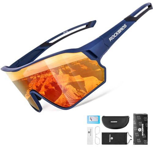ROCKBROS Polarized Sunglasses UV Protection for Women Men Cycling Sunglasses, Blue