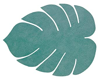 LindDNA Tischset Monstera Leaf aus recyceltem Hippo Leder in der Farbe Pastel Green mit Einer Größe von 26X22cm, 989955