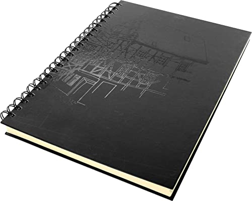 Skizzenbuch Kangaro A4 blanko, Wire-o, Hardcover, schwarz mit Druck, 140g creme Papier, K-5576