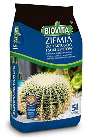 BIOVITA 5L Kakteen und Sukkulenten, Spezial - Substrat, Mehrkomponentensubstrat Pflanzenerde Gebrauchsfertig Erde Natürlichen Ur