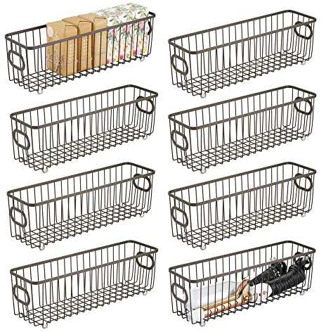 mDesign Bad Aufbewahrung – Badezimmer Organizer für die Aufbewahrung von Make-up und anderen Badartikeln – Aufbewahrungskorb aus Metall – 8er-Set – bronzefarben