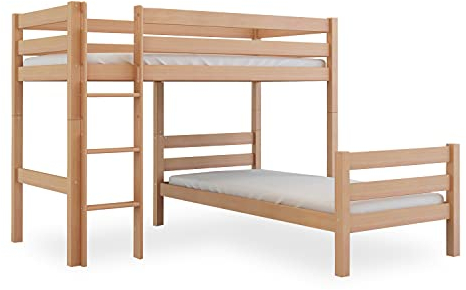 Betten-ABC Bubema Loki Kinder Etagenbett/Hochbett, Buche (Farbe: Natur lackiert)