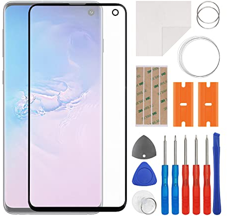 swark Kit de réparation d'écran en verre frontal compatible avec Galaxy S10 4G SM-G973 avec kit d'outils
