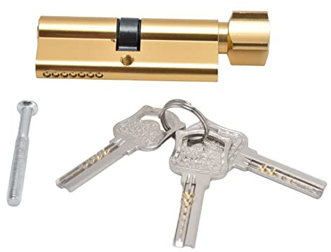 Lock Cylinder with Key, Copper Aluminum Alloy European Barrel Lock, 70mm Lock Cylinder for 35-50mm Door with 3 Keys