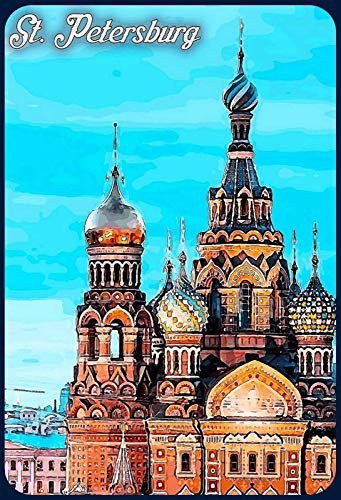 Blechschild 20x30 St. Petersburg Rußland Russia historisches Plakat Basilika mit 4 starken Magneten