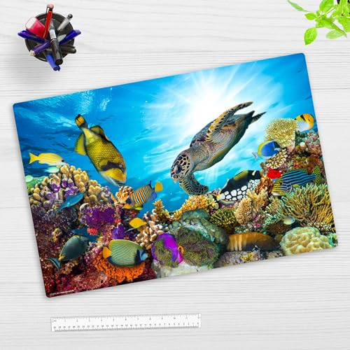 Schreibtischunterlage für Kinder - Bunte Unterwasserwelt - aus premium Vinyl - in verschiedenen Größen - Made in Germany (60 x 40 cm)