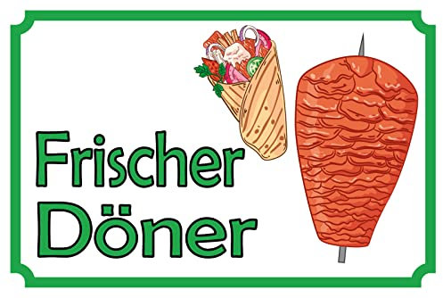 Generisch Blechschild 20x30cm Frischer Döner Kebab Imbiss Snack Salat Fleisch Spieß Soßen Tafel