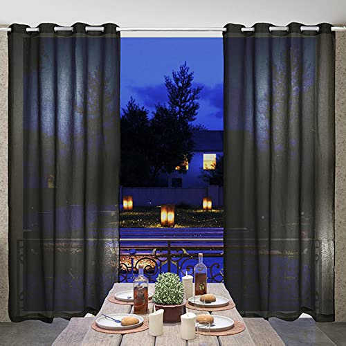 Rideaux d'extérieur Imperméables,Voile Rideau avec œillets,1 Pièce Rideau Voilage pour Décoration de Patio,Hydrofuge Protection Solaire Rideau Brise-Vue pour Véranda Terrasse Style C 132x213cm(LxH)