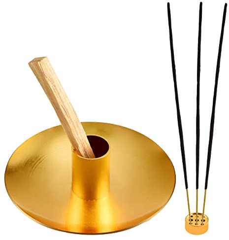 Palo Santo, porta incenso in metallo per bastoncini di Palo Santo, supporto in legno profumato, piatto per scodello, resistente al fuoco, facile da pulire, pezzo alla moda, di lusso (oro)