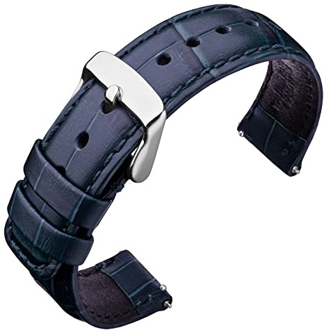 ANNEFIT Leder Uhrenarmbänder 18mm 20mm 22mm 24mm mit Schnellverschluss, Geprägtes Alligatorkorn Leder Ersatzarmband