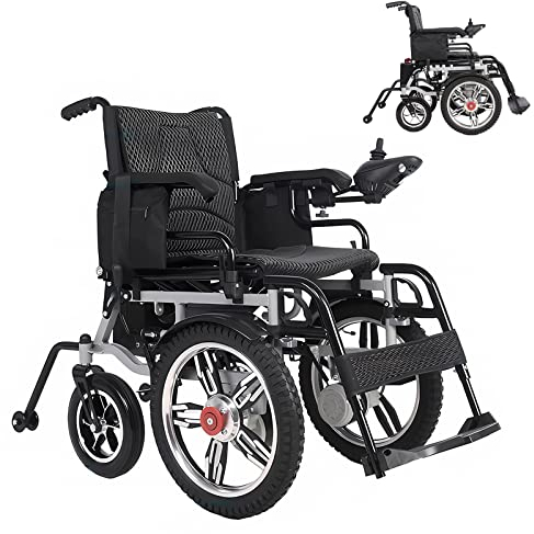 Bueuwe Rollstuhl Elektrisch Faltbar Elektrorollstuhl, Leicht Elektrischer Rollstuhl für Erwachsene, Faltbarer Rollstuhl mit Elektroantrieb, 24V 20A Lithium-Batterien, Reichweite 30 Kilometer