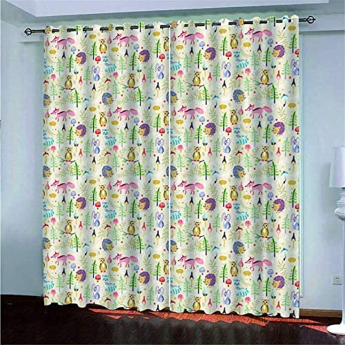 Vorhang Blickdicht 3D 140(B) X160(H) cm Süßer Igel Drucken Muster Ösenschal - 2 Stücke Verdunklungsvorhänge Mit Ösen Kinderzimmer Wohnzimmer Schallschutz Vorhang Verdunkelung Gardinen, Vorhang Für D