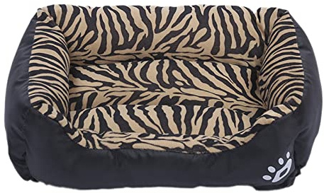 Lit pour Chien et Chat de Petite Race Coussin de Couchage pour Chien Panier Doux et Lavable Canapé pour Chat Imprimé Tigre Taille L