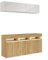 BROMARKT Premium Wohnwand Wohnzimmer Set 2 Teile - Wohnzimmer Schrank - Wohnzimmer Möbel mit Kommode - Wohnwand Modern - Wohnzimmerschrank Komplett Möbel - Hochglanz Weiß und Eiche Craft