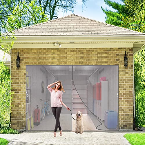 Fliegengitter Tür Magnet 280x285 cm Verbesserte Qualität der Insektenschutz Balkontür, Geeignet für Balkontür Terrassentür Kellertür Zimmertür und Schiebetür - Grau H