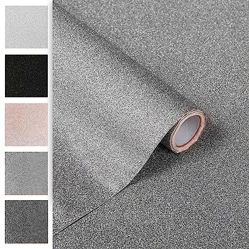 Klebefolie Möbel 45x150 cm | Selbstklebende Möbelfolie Glitter | Klebefolie für Möbel - einfache Anwendung und stilvolle Umgestaltung | Glitzer Grau