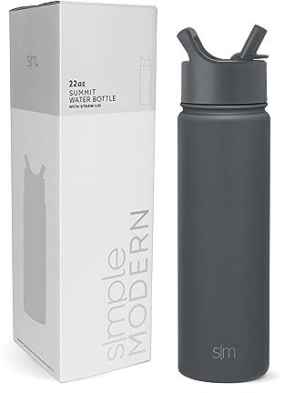 Simple Modern Water Bottle with Straw | Insulated Stainless Steel Thermos for Sports Gym | Summit Collection | 650ml | Graphite