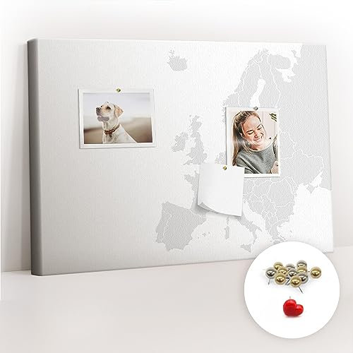 Tulup Korkbrett Pinnwand Notiztafel Korkwand Küche mit Aufdruck 60x40 cm Leinwand - Europakarte