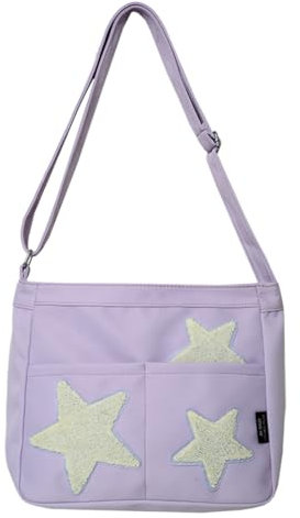 Fiorky Borsa multitasche da donna Borsa a tracolla versatile con stella Tracolla regolabile Borsa a tracolla Y2K Borsa a tracolla for la spesa (Viola)