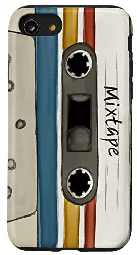 Watercolor Retro Mixtape Nostalgia Funky OldSchool Cassette Case for iPhone SE (2020) / 7 / 8