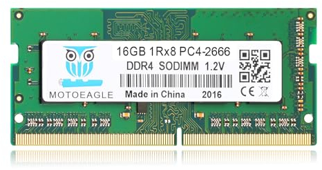 motoeagle 16GB 1RX8 DDR4 2666MHz SODIMM PC4-21300 (PC4-2666V) Non-ECC - Memoria RAM para portátil sin búfer (260 pines)