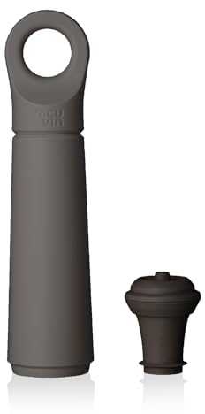 Vacu Vin Weinpumpe Loop - Vakuum Weinflaschenverschluss - 1 Pumpe 1 Stopper aus 98% Recyceltem Material - Graphit
