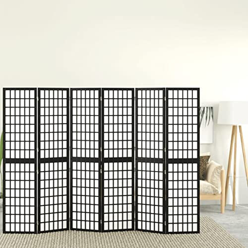 Rantry Paravent pliable avec 6 panneaux Style japonais Noir 240 x 170 cm Séparateurs d'ambiances