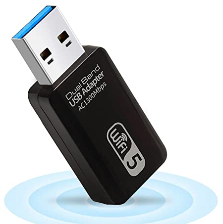 Clé WiFi Puissante pour PC, 1300Mbps Adaptateur USB 3.0 WiFi Double Bande, 2.4G / 5GHz Cle WiFi USB, Compatible avec Windows 11/10/8.1/8/7/XP, Plug and Play