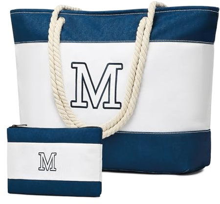 oscaurt Strandtasche Groß Tote Bag Strandtasche XXL Familie Reise Geschenk Einkaufstasche Damen Schwimmtasche Badetasche mit reißverschluss Umhängetasche (Blau Set-2pcs)